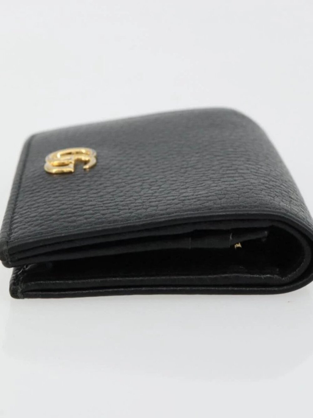 GUCCI GG Marmont Bifold Wallet Leather Black Gold 456126 Auth bs35602 - Picture 3 of 15